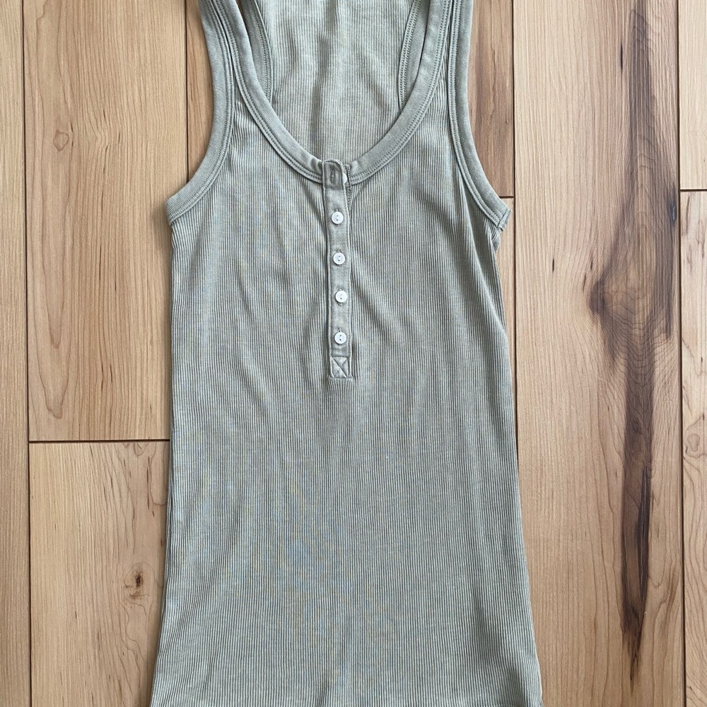 American Eagle Olive Green Ribbed Tank Top